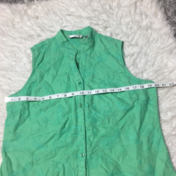 Peter Martin 100% Linen Tank Top Sleeveless Paisley Print Green Size Large - Picture 4 of 12